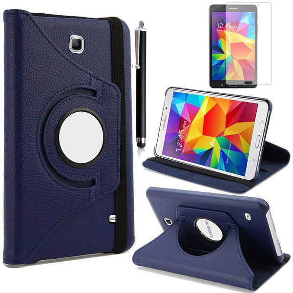 Samsung Galaxy Tab 4 7 0 T230 T235 T280 T285 Kılıf Dönebilen Standlı (D-T) Lacivert