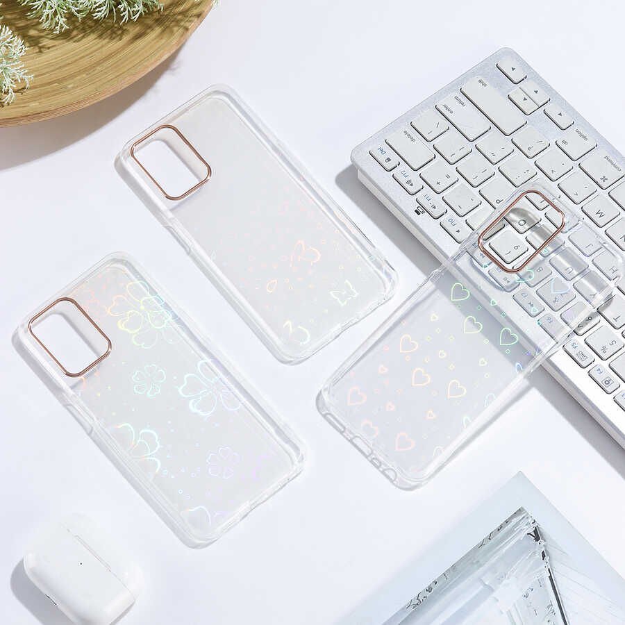 Oppo A54 4G Kılıf Renkli Transparan Parlak Desenli Sert Kapak (SİDNEY) Heart No1