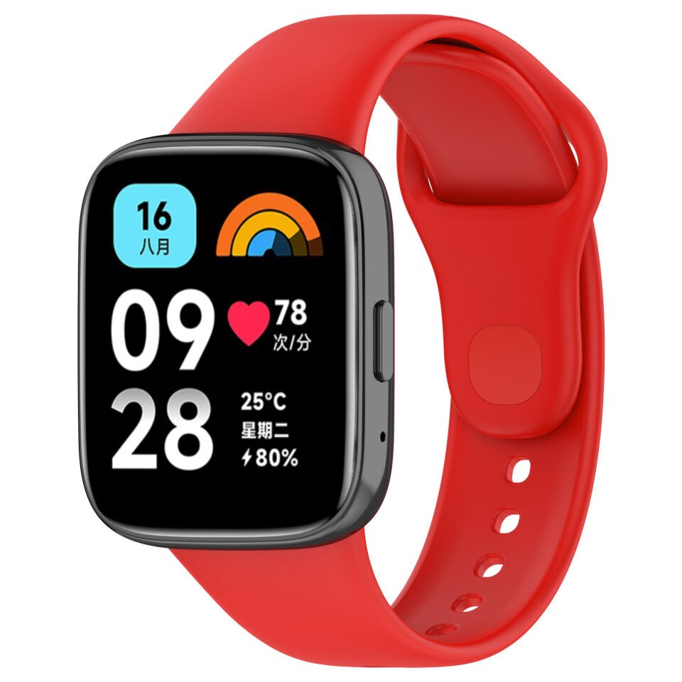 Xiaomi Redmi Watch 3 Active Silikon Kordon Delikli Metal Toka Tasarımlı (Klasik) Kırmızı