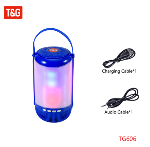 Bluetooth Speaker Hoparlör HD Kalite Ses Renkli Led Lambalı (TG-606) Mavi