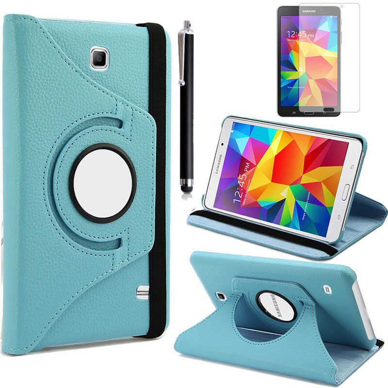 Samsung Galaxy Tab 4 7 0 T230 T235 T280 T285 Kılıf Dönebilen Standlı (D-T) Mavi