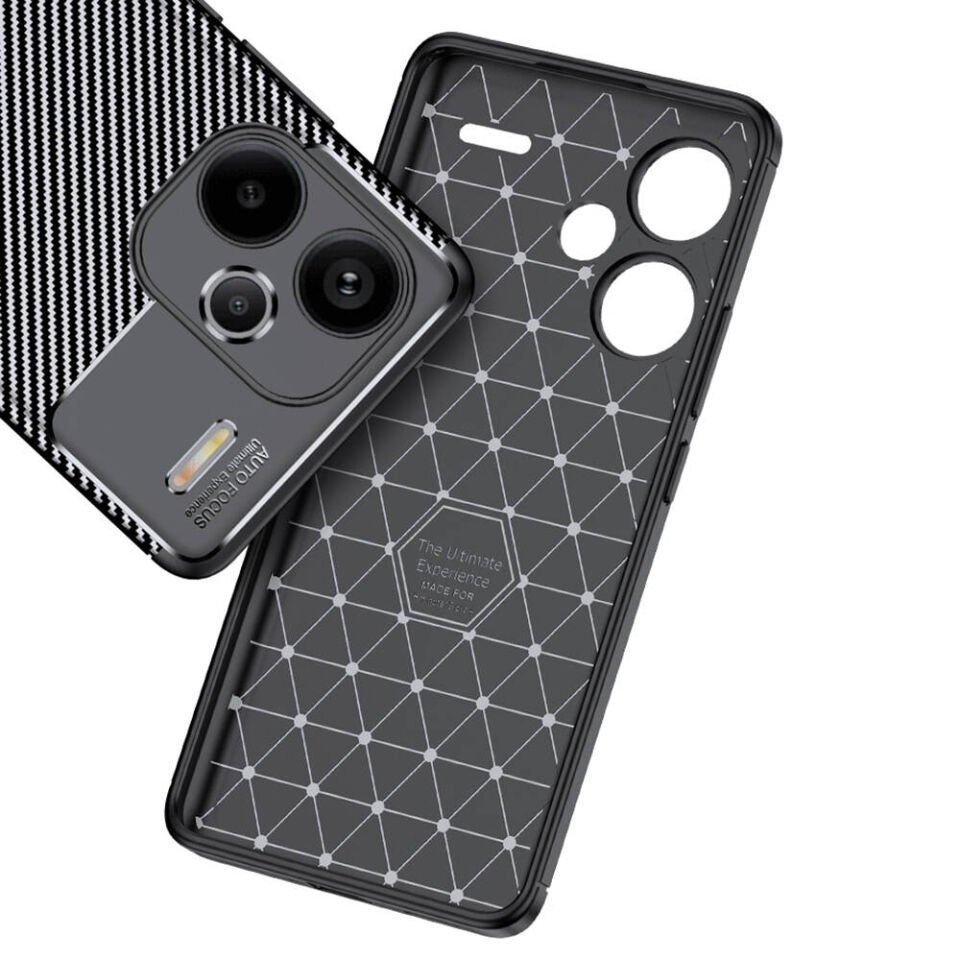 Xiaomi Redmi Note 13 Pro Plus 5G Kılıf Kamera Çıkıntılı Karbon Fiber Dokulu Renk Atmaz Kapak (NEGRO) Siyah