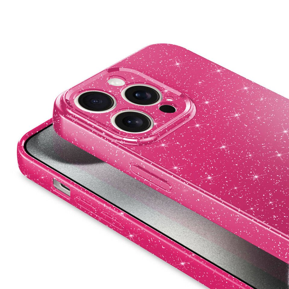 Apple  iPhone 15 Pro Kılıf Kamera Korumalı Simli Renkli Parlak Silikon Kapak (Koton) Gümüş