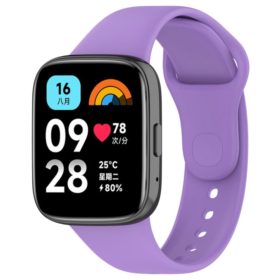 Xiaomi Redmi Watch 3 Active Silikon Kordon Delikli Metal Toka Tasarımlı (Klasik) Lila