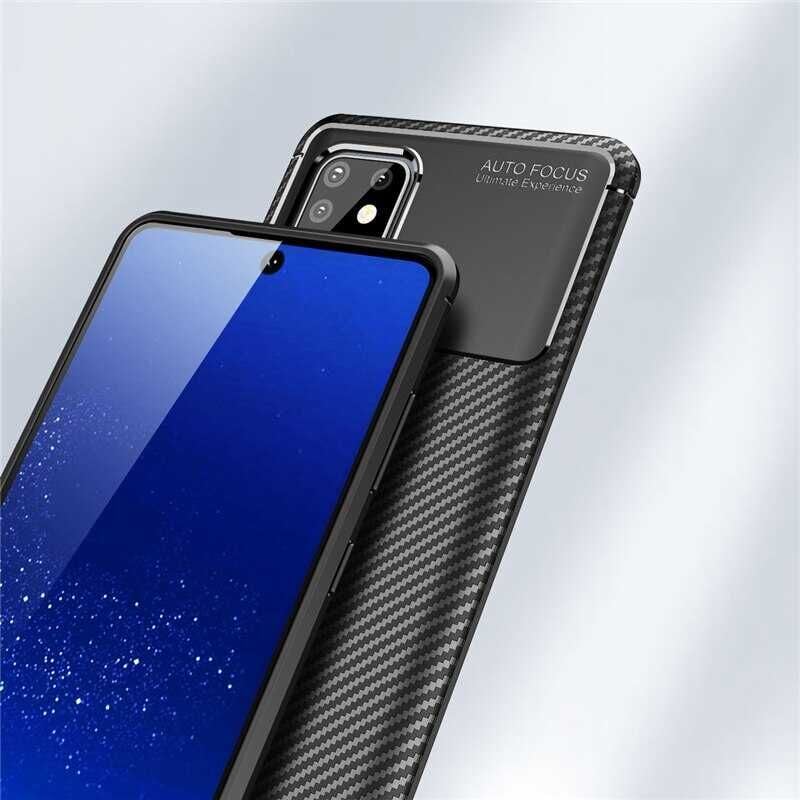 Samsung Galaxy A81 (Note 10 Lite) Kılıf Kamera Çıkıntılı Karbon Dokulu Renk Atmaz Kapak (NEGRO) Kahverengi