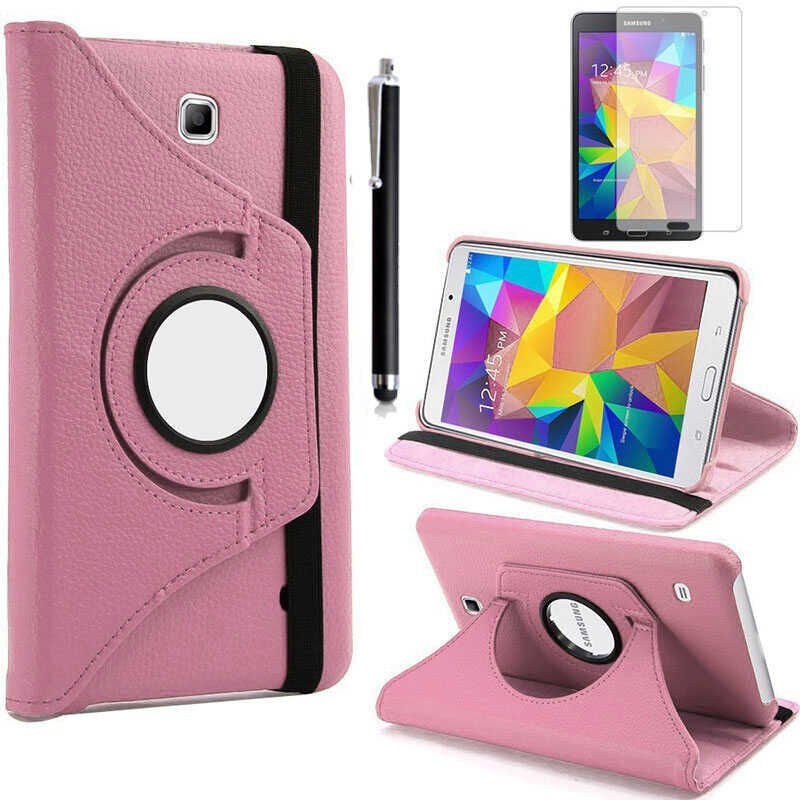 Samsung Galaxy Tab 4 7 0 T230 T235 T280 T285 Kılıf Dönebilen Standlı (D-T) Pembe Açık