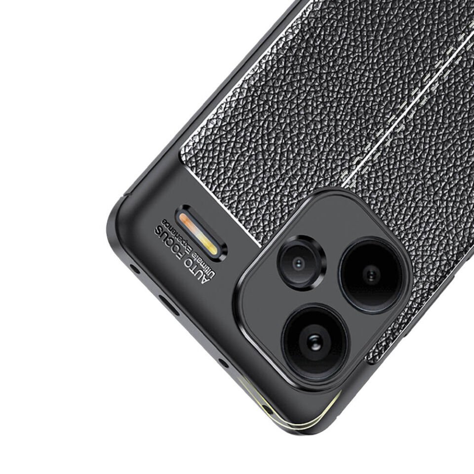 Xiaomi Redmi Note 13 Pro Plus 5G Kılıf Deri Görünümlü Renk Atmayan Dayanaklı Silikon Kapak (NİSS) Siyah