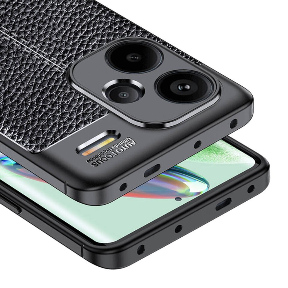 Xiaomi Redmi Note 13 Pro Plus 5G Kılıf Deri Görünümlü Renk Atmayan Dayanaklı Silikon Kapak (NİSS) Siyah