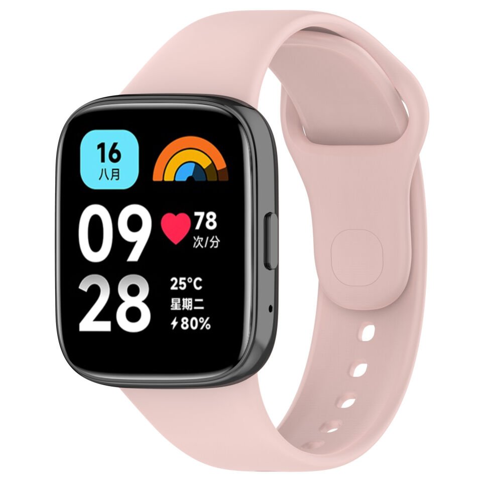 Xiaomi Redmi Watch 3 Active Silikon Kordon Delikli Metal Toka Tasarımlı (Klasik) Pembe