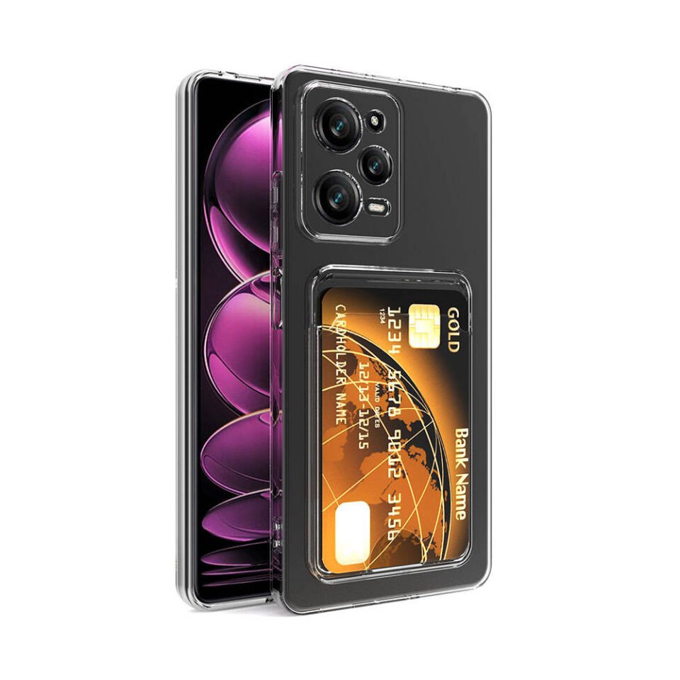 Xiaomi Redmi Note 12 Pro 5G Kılıf Kartlıklı Cüzdanlı Kamera Korumalı Şeffaf Silikon Kapak (setra) Renksiz