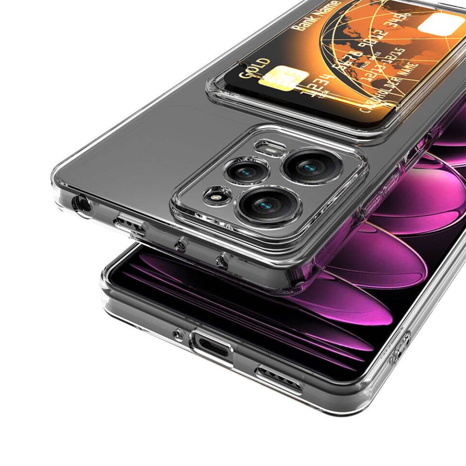 Xiaomi Redmi Note 12 Pro 5G Kılıf Kartlıklı Cüzdanlı Kamera Korumalı Şeffaf Silikon Kapak (setra) Renksiz