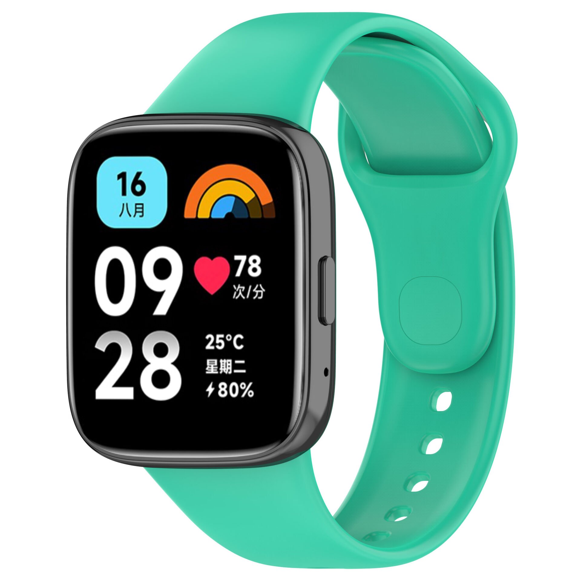 Xiaomi Redmi Watch 3 Active Silikon Kordon Delikli Metal Toka Tasarımlı (Klasik) Turkuaz