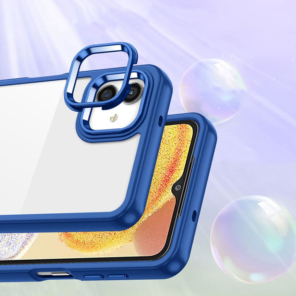 Samsung Galaxy A04 Kılıf Kamera Çıkıntılı Arkası Şeffaf Hassas Tuşlu Kenarlı Kapak (Flora) Siyah