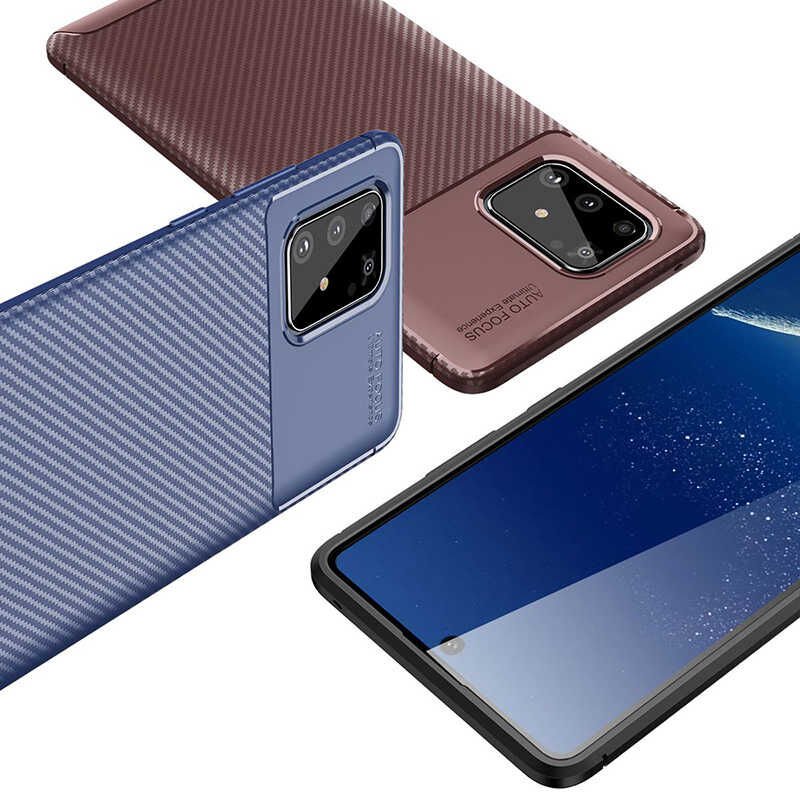 Samsung Galaxy A91 (S10 Lite) Kılıf Kamera Çıkıntılı Karbon Fiber Dokulu Renk Atmaz Kapak (NEGRO) Kahverengi