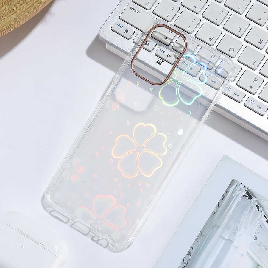 Xiaomi Redmi Note 10 Kılıf Renkli Transparan Parlak Desenli Sert Kapak (SİDNEY) Flower No3