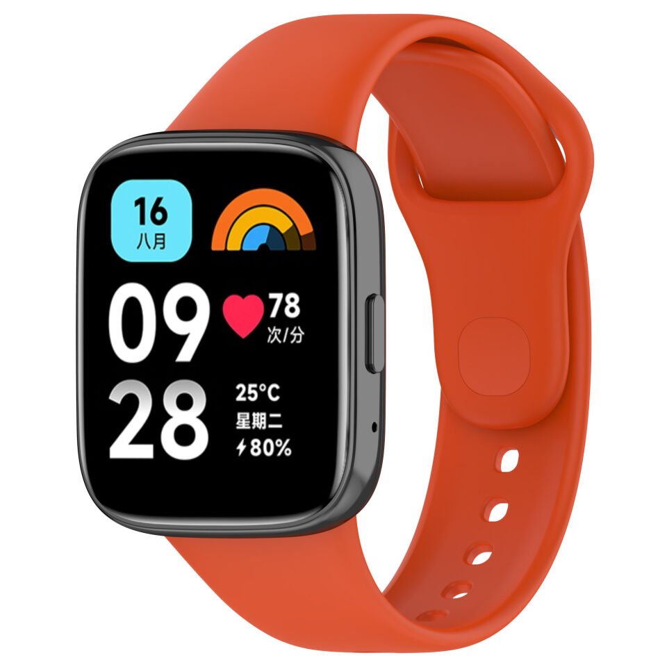 Xiaomi Redmi Watch 3 Active Silikon Kordon Delikli Metal Toka Tasarımlı (Klasik) Turuncu