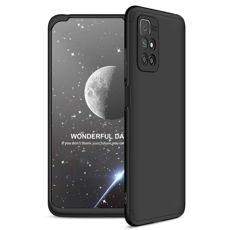 Xiaomi Redmi 10 Kılıf 360 Tam Koruma Ön Ve Arka Sert Mika Kapak Orjinal Ays Gkk Kapak Siyah