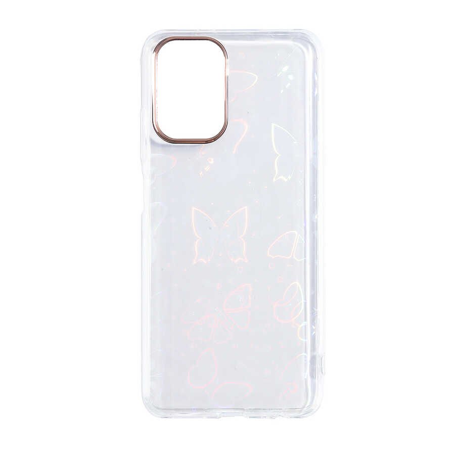 Xiaomi Redmi Note 10 Kılıf Renkli Transparan Parlak Desenli Sert Kapak (SİDNEY) Butterfly No2