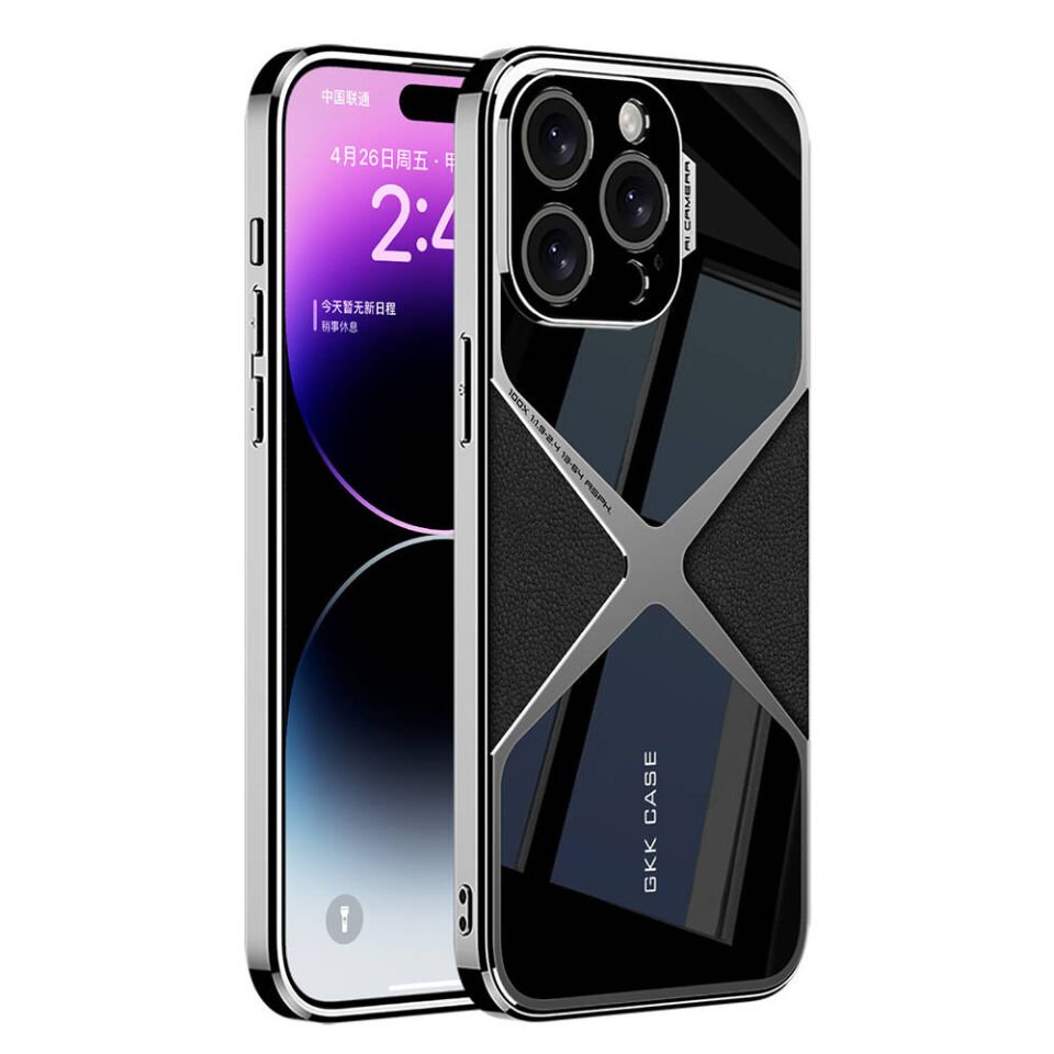Apple iPhone 14 Pro Kılıf Ultra İnce Kamera Korumalı PC + Deri Arka Yüzey HEPTEKİLETİŞİM X-Pro Kapak
