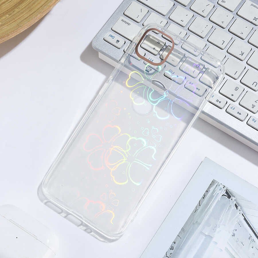 Xiaomi Redmi 9C Kılıf Renkli Transparan Parlak Desenli Sert Kapak (SİDNEY) Flower No3