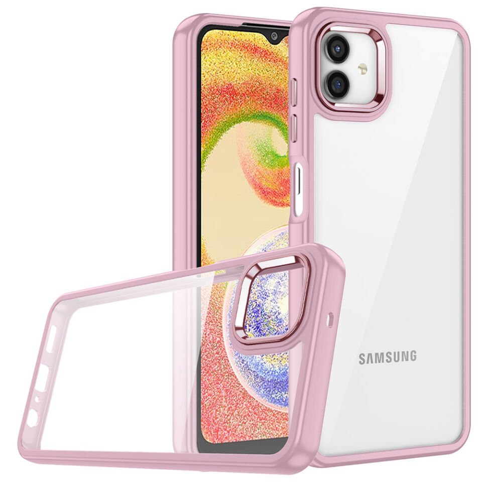 Samsung Galaxy A04 Kılıf Kamera Çıkıntılı Arkası Şeffaf Hassas Tuşlu Kenarlı Kapak (Flora) Yeşil