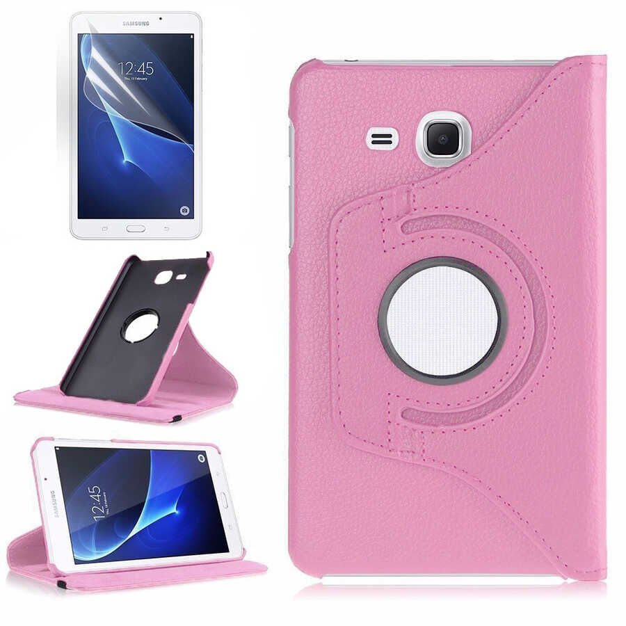 Samsung Galaxy Tab 4 7 0 T230 T235 T280 T285 Kılıf Dönebilen Standlı (D-T) Pembe Açık