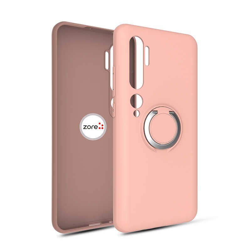 Xiaomi Mi Note 10 Kılıf Mat Pastel Renkli Ultra İnce Yüzüklü Yumuşak Silikon Kapak (Plex) Pembe Açık