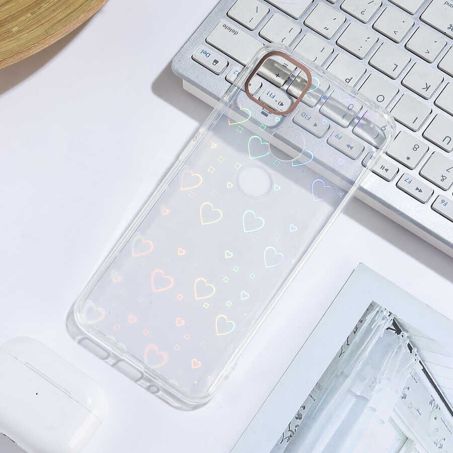 Xiaomi Redmi 9C Kılıf Renkli Transparan Parlak Desenli Sert Kapak (SİDNEY) Heart No1