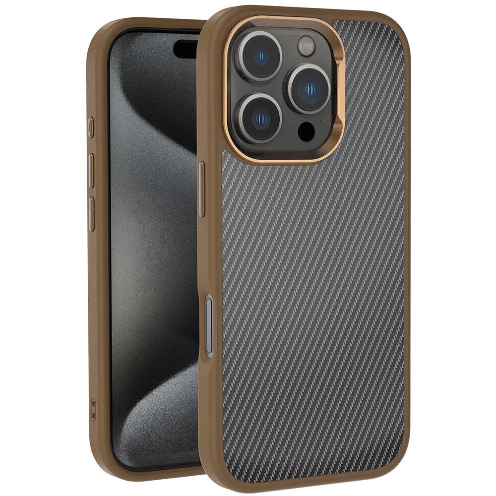Apple iPhone 16 Pro Kılıf Karbon Fiber Görünümlü Parlak Kamera Çerçeveli HEPTEKİLETİŞİM Venus Kapak