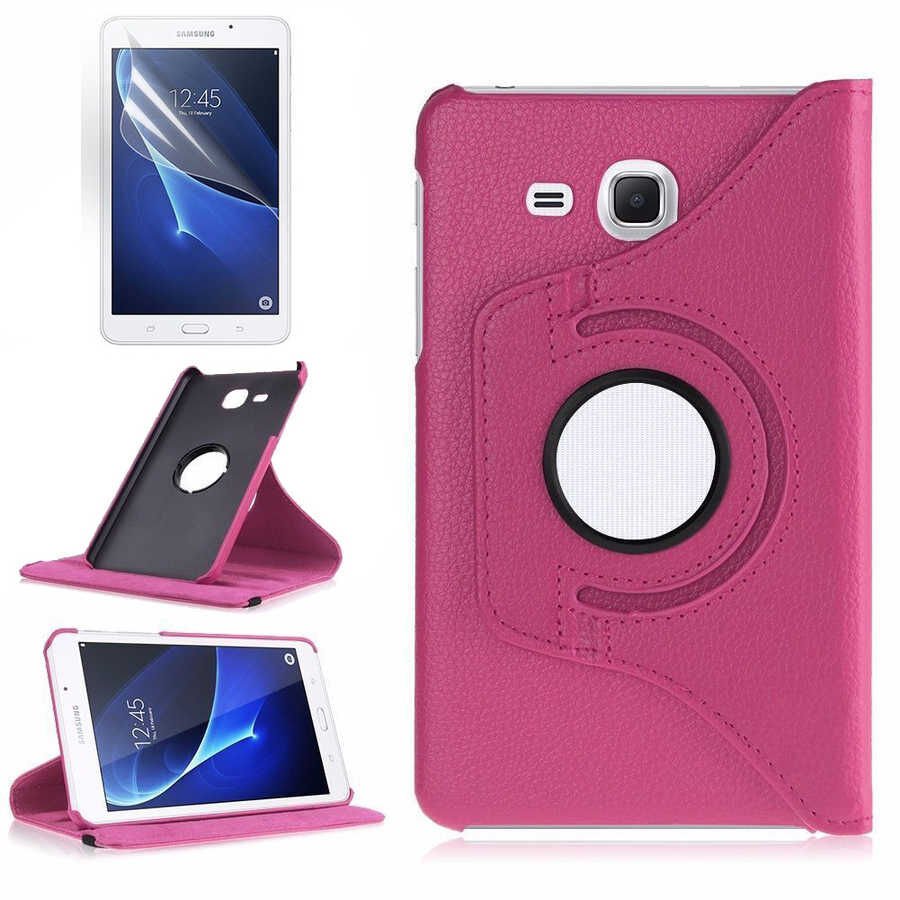 Samsung Galaxy Tab 4 7 0 T230 T235 T280 T285 Kılıf Dönebilen Standlı (D-T) Pembe Koyu