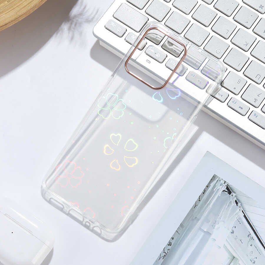 Oppo Reno 5 Lite Kılıf Renkli Transparan Parlak Desenli Sert Kapak (SİDNEY) Flower No3