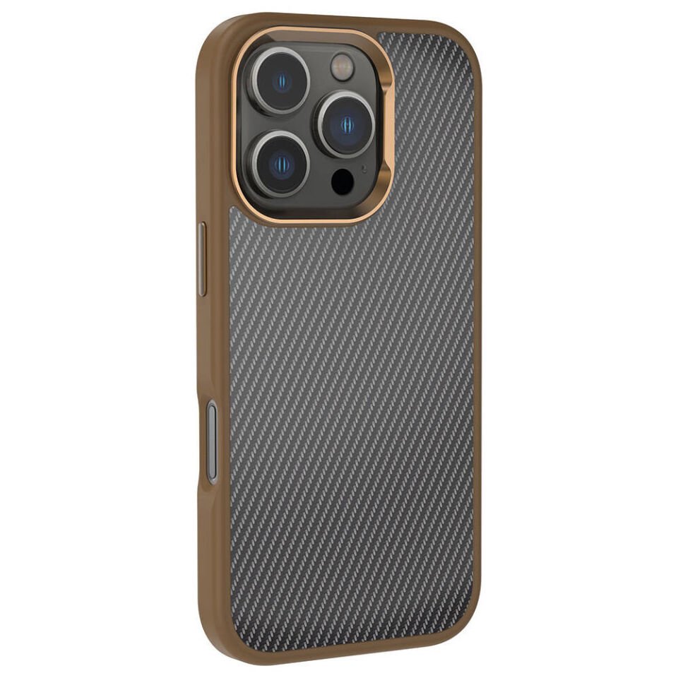 Apple iPhone 16 Pro Max Kılıf Karbon Fiber Görünümlü Parlak Kamera Çerçeveli HEPTEKİLETİŞİM Venus Kapak