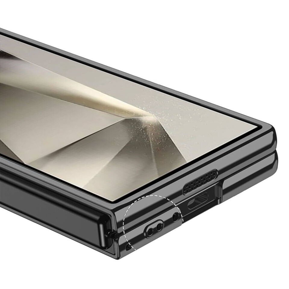 Samsung Galaxy Z Fold 6 Kılıf Kenarları Renkli Darbe Emici Katlanabilir Parlak Sert Şeffaf Kapak Gümüş