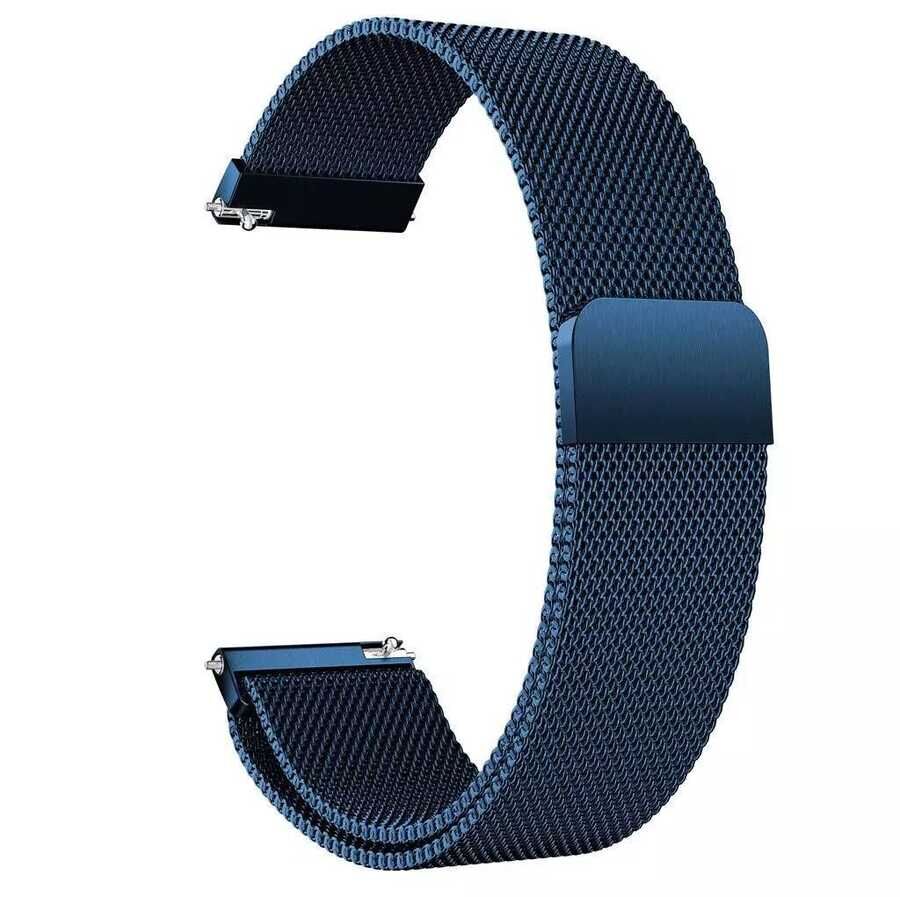 Gear S3 (22mm) Metal Kordon Tel Örgü İşlemeli Mıknatıslı Tasarım (krd-12) Saks Mavi