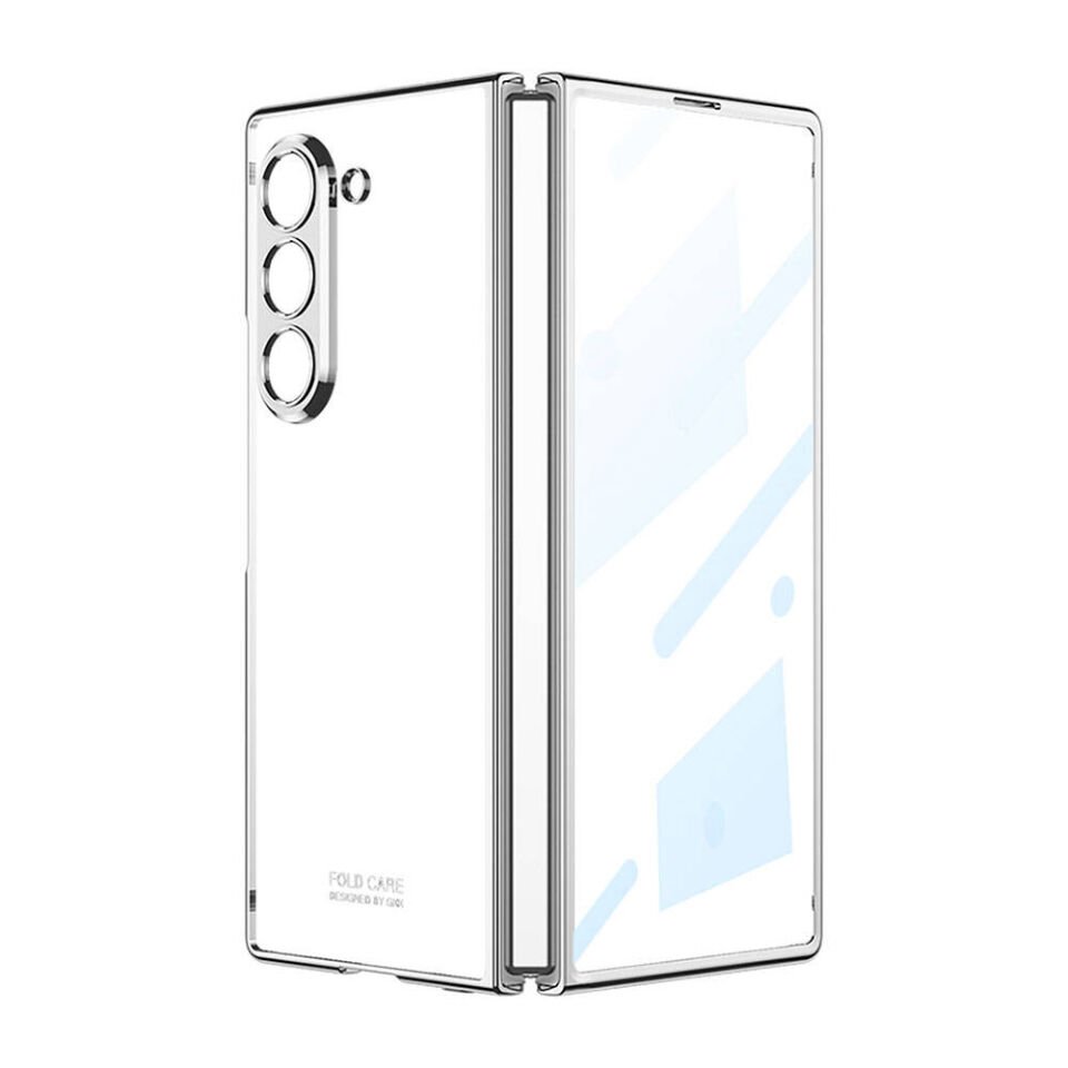 Samsung Galaxy Z Fold 6 Kılıf Kenarları Renkli Darbe Emici Katlanabilir Parlak Sert Şeffaf Kapak Şeffaf