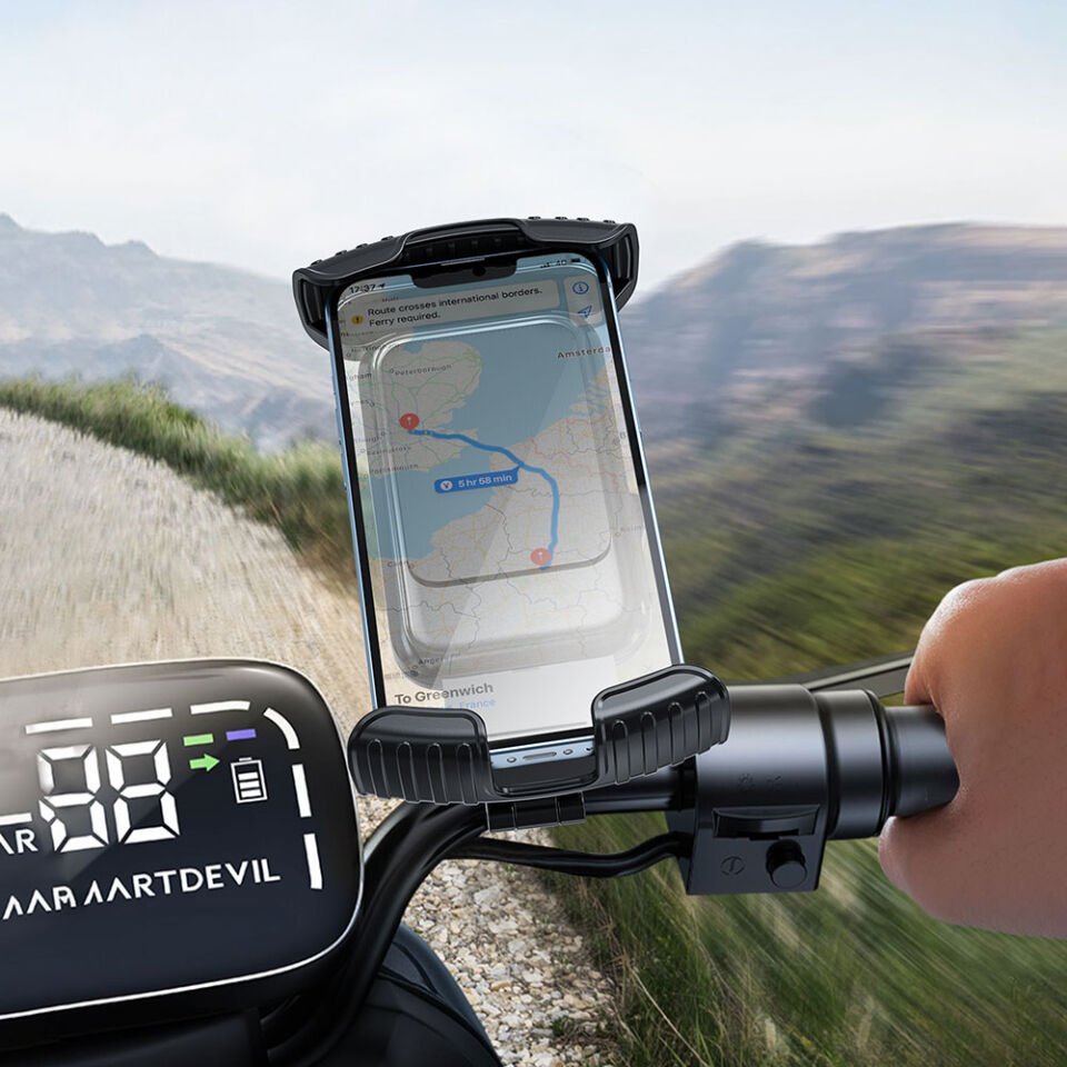 Wiwu CH037 Sarsıntı Önleyici 360° Derece Dönebilen Ayarlanabilir Motosiklet ve Bisiklet Telefon Tutucu