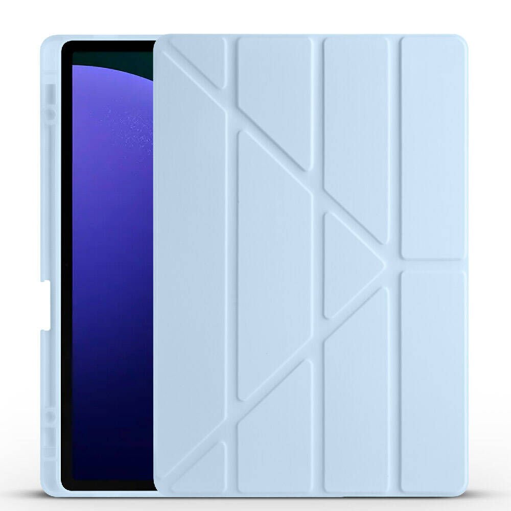 Samsung Galaxy Tab S10 Plus Kılıf Kalem Bölmeli Standlı 360 Derece Tam Korumalı Tasarım (TR) Mavi
