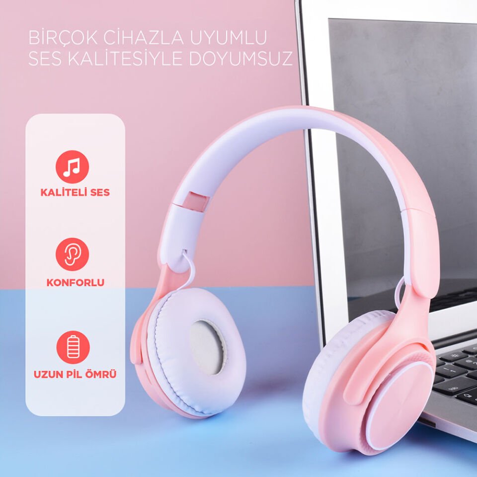 Hafif ve Portatif Kolayca Katlanıp Taşınabilir Dizayn Kulak Üstü Bluetooth Kulaklık (M6 Pro) Beyaz