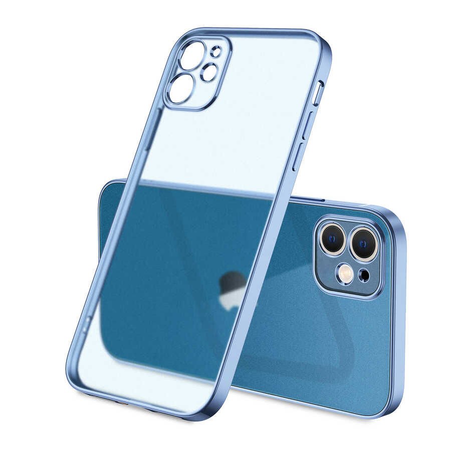 Apple iPhone 11 Kılıf Şeffaf Mat Transparan Görünümlü Kamera Korumalı Yumuşak Kapak (G-BOX-mat) Mavi