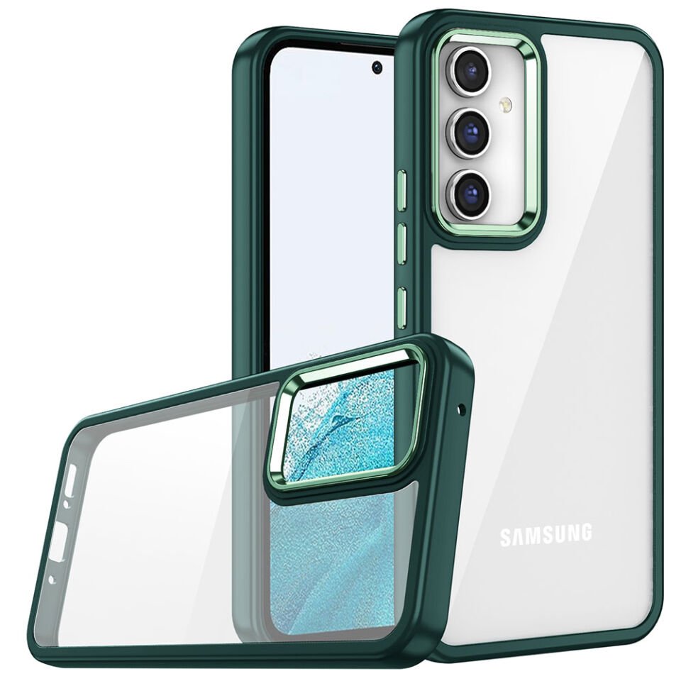 Samsung Galaxy A34 Kılıf Kamera Çıkıntılı Arkası Şeffaf Hassas Tuşlu Kenarlı Kapak (Flora) Yeşil