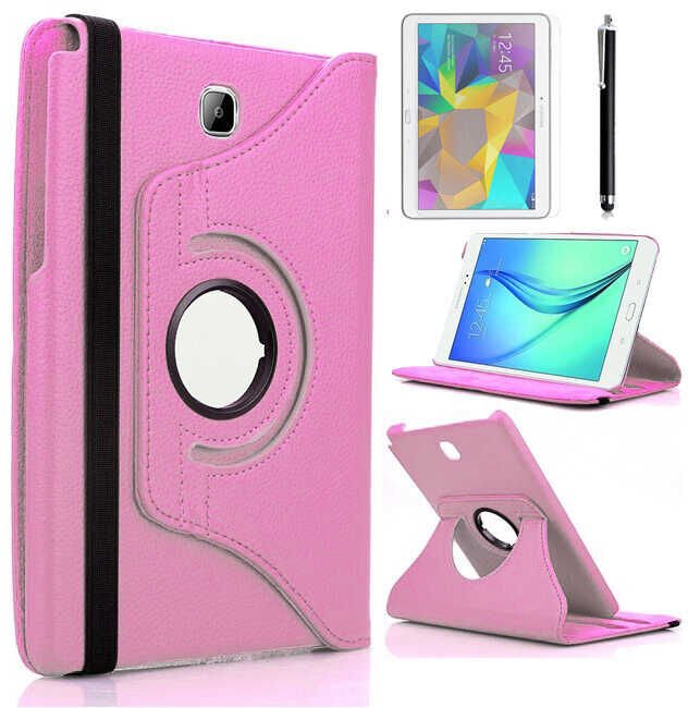 Samsung Galaxy Tab A 9.7 Sm T550 T552 T555 Kılıf Dönebilen Standlı (D-T) Pembe Açık