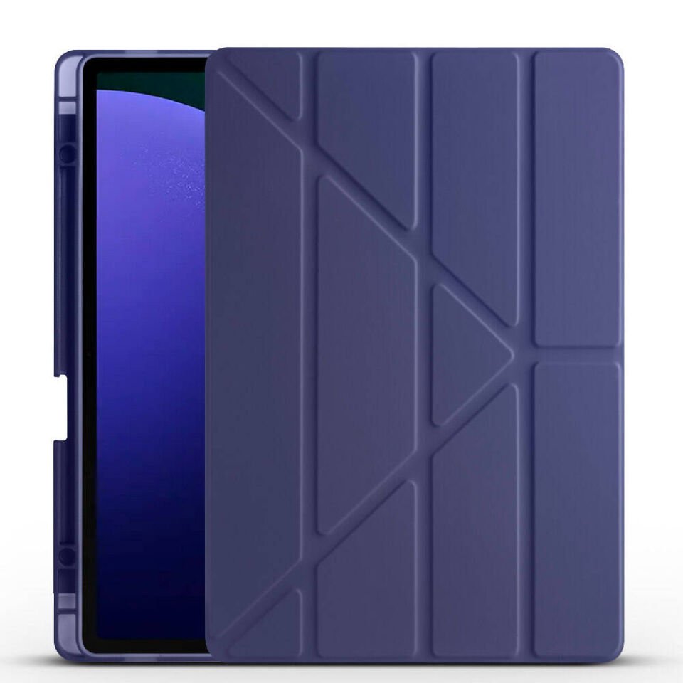 Samsung Galaxy Tab S10 Plus Kılıf Kalem Bölmeli Standlı 360 Derece Tam Korumalı Tasarım (TR) Lacivert