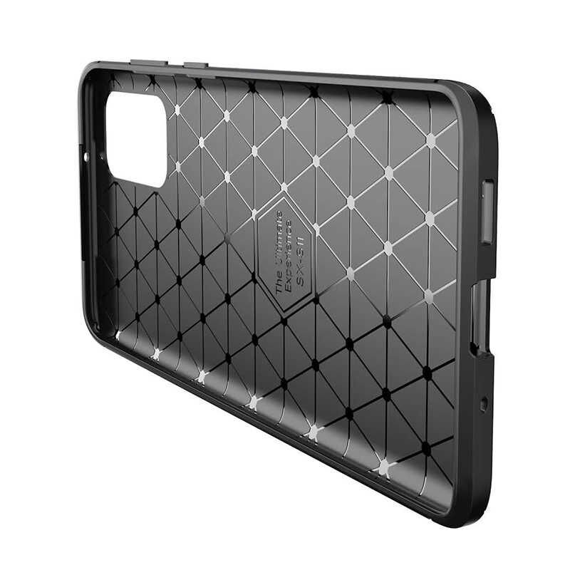 Samsung Galaxy S20 Plus Kılıf Kamera Çıkıntılı Karbon Fiber Dokulu Renk Atmaz Kapak (NEGRO) Siyah