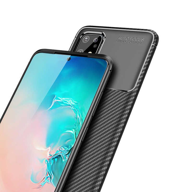 Samsung Galaxy S20 Plus Kılıf Kamera Çıkıntılı Karbon Fiber Dokulu Renk Atmaz Kapak (NEGRO) Siyah