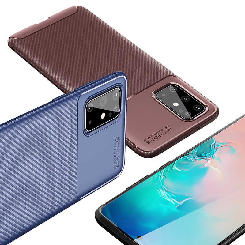 Samsung Galaxy S20 Plus Kılıf Kamera Çıkıntılı Karbon Fiber Dokulu Renk Atmaz Kapak (NEGRO) Siyah