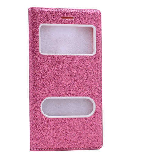 Samsung Galaxy S3 Mini Kapaklı Kılıf Simli Mıknatıslı Kapak (DOLCE-SİM) Rose Gold