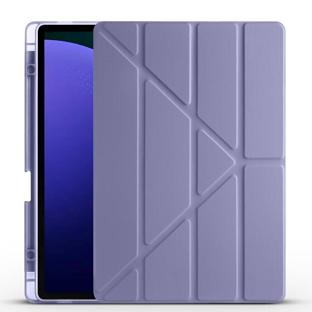 Samsung Galaxy Tab S10 Plus Kılıf Kalem Bölmeli Standlı 360 Derece Tam Korumalı Tasarım (TR) Mor