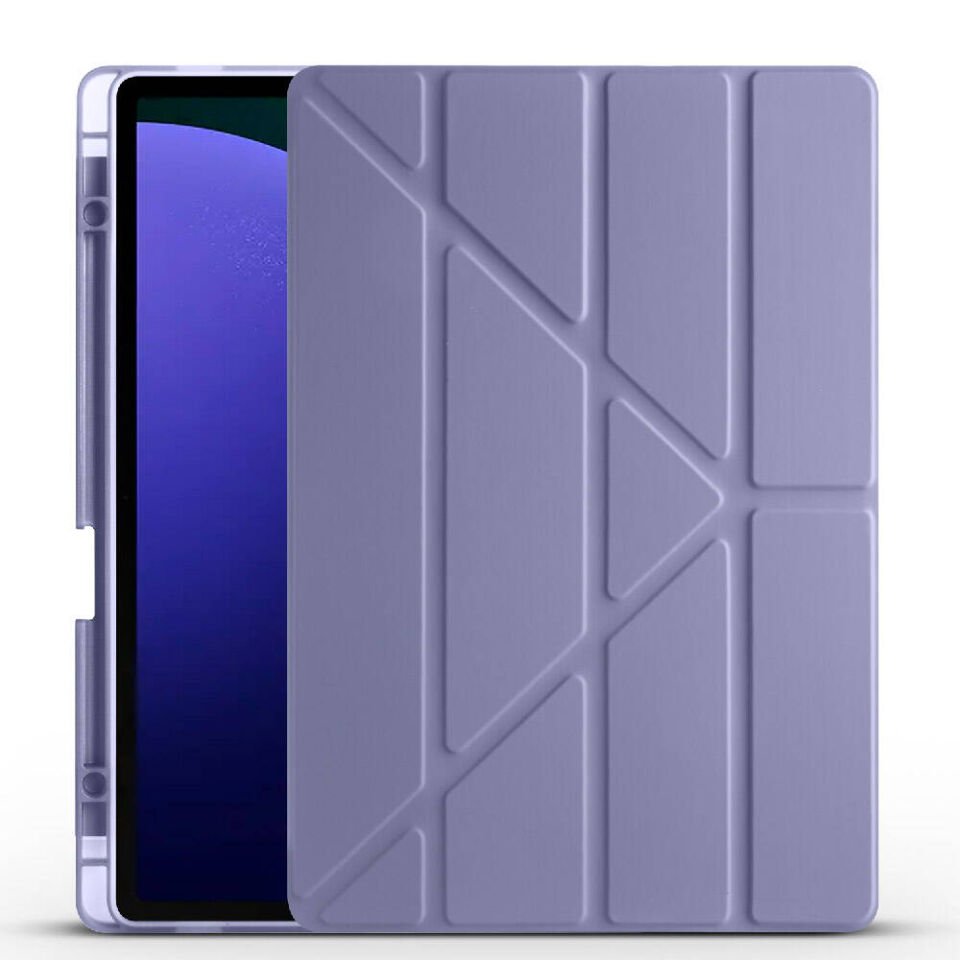 Samsung Galaxy Tab S10 Plus Kılıf Kalem Bölmeli Standlı 360 Derece Tam Korumalı Tasarım (TR) Mor