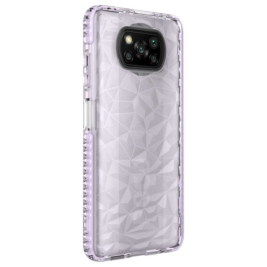 Xiaomi Poco X3 Kılıf Pramit Desenli Renkli Yumuşak Lüks Silikon Kapak (BUZ) Mor