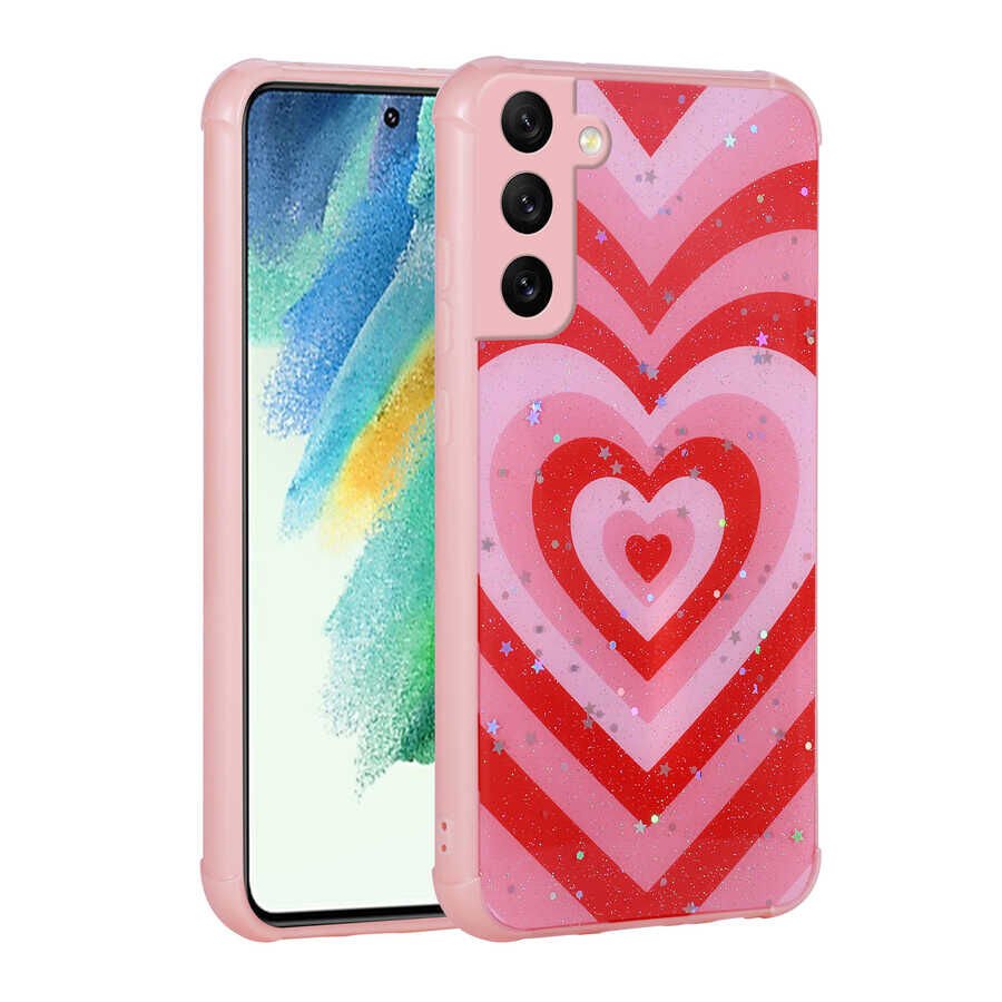 Samsung Galaxy S21 FE Kılıf Simli Desenli Kamera Korumalı Parlak HEPTEKİLETİŞİM Popy Kapak